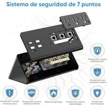 1875W Regleta Multicontacto Escritorio Múltiple con Función de Protección Contra Sobretensiones,7 Salidas Enchufe Inteligente-3AC+3A+1C,32W-PD&20W-USBC,2M Cable de Alimentación,para Oficina Hogar Dorm - Triángulo - Ver 4