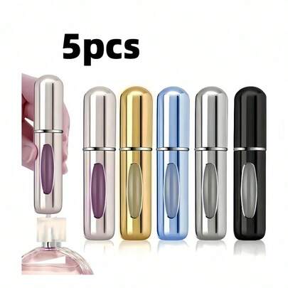 5 piezas Botellas de perfume recargables para viaje, Atomizador de tamaño de viaje de 5ml, Contenedor de perfume de bolsillo, Botella de spray de viaje, Vial de perfume