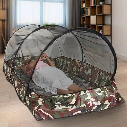 Portable Foldable Outdoor Mosquito Net - Hand Throw Style, No Assembly Required, Suitable For Outdoor Camping Tents. Camouflage Design, Dense Mesh, Effective Insect Repellent, Quick Setup, Polyester Material. Ideal For Camping, Hiking, Outdoor Adventure, Picnics And Nighttime Insect Protection.