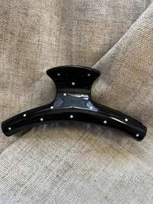 2个/1个 4.33英寸/11厘米 黑色波点和黄色骨纹塑料发夹，时尚百搭优雅简约纯色发爪，适合日常、休闲、派对、海滩、度假、发型设计、洗脸/洗头、化妆、服装配饰，秋季时尚发夹，秋季发饰，冬季发夹，时尚发爪夹，休闲发夹，优雅发夹，夏季 - 彩色 - 查看 5