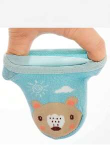 1 Pair Cute Cartoon Pattern Anti-Slip Dot Toddler Socks, Stay-On Design, Protect Feet, Suitable For Crawling Suits, With Elastic Band