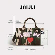Camouflage "LOVE ME" Graphic Purse Women Stylish Handbag Cross Body Bag Travel Essential Casual Daily Use Bags Vintage Sling Bag Summer Fashion Handbags Mini Purses Practical Shoulder Bag Heart Print Camo Tote-Inspired Bag Ladies Daily Purse Versatile Crossbody Shoulder Bag Spacious Camo Handbag Must-Have Outfit Accessory Everyday Use Camouflage Purse Cute Heart Decor Bag Fashion Graphic Shoulder Purse - màu xanh lá - Xem 7