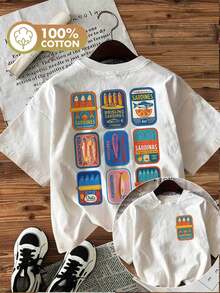 [Double-Sided Printing] Women's Casual Spring And Summer Clothing, Vintage Style, Fish Print, "SARDINES POUR LES TOASTS BRISLING SARDINES" Print, Round Neck, Short Sleeves, Pure Cotton T-Shirt [Liang]Tee - White - View 7