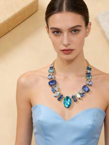 1入法式優雅人造水晶鍊條項鍊，適用於女性派對穿著 - 項鍊 - 查看 10