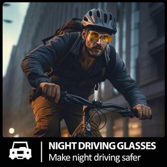 Gafas para conducir de noche para hombres y mujeres, gafas envolventes amarillas polarizadas para visión nocturna