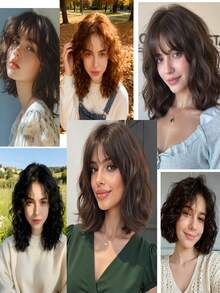 10-14英寸水波纹夹式接发片 | 隐形无缝顶部假发片，适合细软发质，耐热卷曲合成纤维，瞬间增加发根蓬松度 - 彩色 - 查看 8