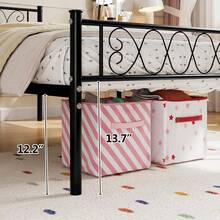 Marco de Cama Individual de Metal, cabecero y Estribo con diseño de corazón de Hierro, Cama de Plataforma de tamaño Individual para niños y niñas, no Necesita somier, fácil Montaje - Blanco - Ver 4