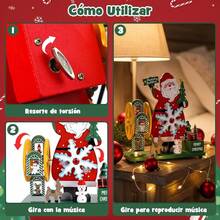 Figura de Santa Claus, Caja de Música de Cuerda 23 cm, Molino de Viento Giratorio, Regalo de Navidad, Coleccionables, Adornos, para Familia, Amigo y Niño - rojo y verde - Ver 3