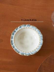 Cabin Kangaroo 1件/2件/4件套复古蓝色蕾丝花纹陶瓷餐具套装，家居奢华碗碟组合，网红高端椭圆形餐盘，早餐碗，汤碗 - 彩色 - 查看 10