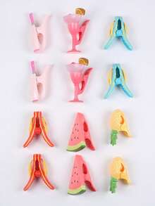 Cartoon Glass Cup/Cocktail Towel Clips, Funny Decorative Clothes Clips, Home Decor (Cute Style) - Beach Blanket Windproof Clips, Suitable For Beach Chairs, Patios And Pool Accessories