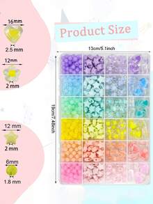 1 Bộ hạt acrylic hình trái tim và ngôi sao để làm trang sức, nhiều loại hạt màu sắc bắt mắt, hạt rời dùng làm hạt đệm cho vòng cổ, vòng tay và đồ trang sức tự làm. - Nhiều màu - Xem 6