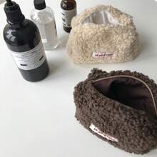 1个大容量毛绒化妆包，可爱迷你文具袋，化妆包，旅行必备 - 彩色 - 查看 4