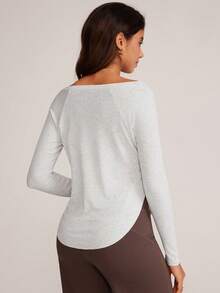 VUTRU Fitted Crew Neck Long Sleeve Ribbed Athletic T-Shirt Top, Suitable For Yoga, Running, Dancing