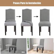 6 Pieces Universal Elastic Washable Dustproof Dining Chair Covers For Kitchen, Living Room, Hotel, And Events - Light Grey - View 4
