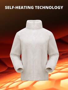 CAMEL CROWN Women's Outdoor Coral Fleece Jacket, Reversible Fleece Coat For Autumn/Winter, Thick & Warm, Anti-Static, Wind-Resistant Lining - Light Frost White - View 4