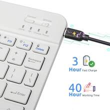1 pieza Mini teclado Bluetooth portátil, teclado inalámbrico ultra delgado y silencioso de 10 pulgadas con batería recargable, compatible con Android, Windows, adecuado para iPad, tableta, teléfono, regalo de Navidad/Halloween - Unitalla - Ver 11
