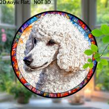 1 Piece, 2D Flat, Poodle Sun Catcher, Statue Wall Decoration, Acrylic Round Sign, Home Decor, Holiday Ornament, (7.87x 7.87inch ), Suitable For Bedroom, Living Room, Window Decoration, Best Friend Gift - 彩色 - 查看 6