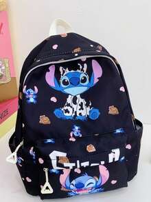 "Lilo & Stitch" Women's & Teens' Backpack - Fashionable Floral & Ice Cream Pattern Backpack - Large Capacity Travel/Daily Use Backpack With Multiple Pockets - Stylish Student Backpack With Adjustable Straps - Official Licensed Merchandise - Multicolor - View 13