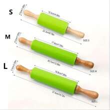 1pc Silicone Rolling Pin With Wooden Handle, Home Use Non-Stick Dough Roller, Baking Tool, Kitchen Utensil - Multicolor - View 10