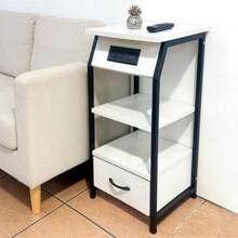 Buró De Noche Con Enchufe Buros Recamaras Buros Con Cajones - Blanco - Ver 4