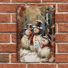 1 件复古做旧金属画，描绘冬季森林雪人一家，可作客厅、玄关墙面装饰，亦可作圣诞节和新年节日装饰，家居艺术礼品。 - 彩色 - 查看 1