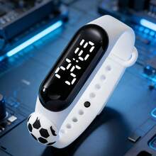 1 buc. Ceas electronic LED unisex la modă cu model de fotbal, afișează ora și data, potrivit pentru purtare zilnică, școală, sport, cadouri, vine cu 1 buc. cutie de depozitare - Multicolor - Vizualizare 6