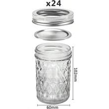 SKOCHE Mason Jars 8 onzas paquete de 24 tarros de conservas de media pinta con tapas y bandas herméticas regulares tarros de vidrio pequeños de 8 onzas con tapas ideales para fermentar decapado - Transparente - Ver 2