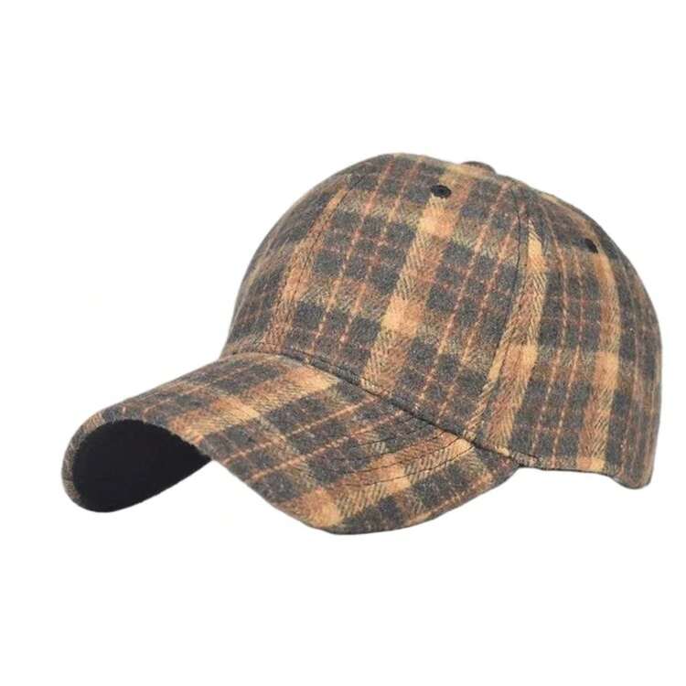 Gorro de otoño e invierno para hombre, visera de protección para exteriores, gorra de béisbol clásica a cuadros, gorra dura para mujer, gorra cálida con visera H8AI - 23 - Añade 13