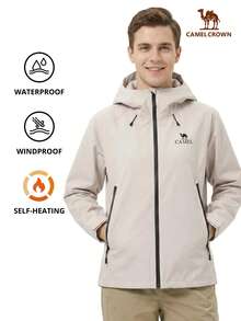 CAMEL CROWN Men's Letter Print Zip-Up Hoodie - Streamer White - View 8