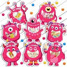 32 Pack Valentines Day Cards For Kid Classroom, Monster Happy Valentines Cards For Kids Candy, Funny Valentines Exchange Cards For School Boys Girls, Unique Valentine Party Favors Gifts - Màu Hoa hồng đỏ - Xem 1