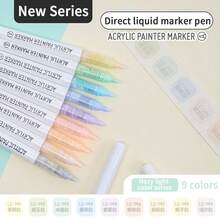 Ensemble de 9 couleurs de stylos marqueurs à pointe souple en acrylique Languo, 198 couleurs pour livre de peinture graffiti DIY étudiant, couleurs résistantes à la décoloration, marqueurs de couleurs empilables, série noir brillant et tons de peau pour peindre des figures, pinceaux acryliques souples imperméables, DIY chaussures et chemises