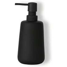 Dispensador de jabón de cerámica negro mate dispensador de encimera de baño o cocina recargable de 13 onzas con revestimiento de goma suave al tacto - NegroMate - Ver 1