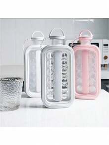 Molde de cubitos de hielo plegable 2 en 1, diseño de rejilla de silicona, apto para el hogar, viajes, graduación, accesorios de cubitos de hielo - Multicolor - Ver 2