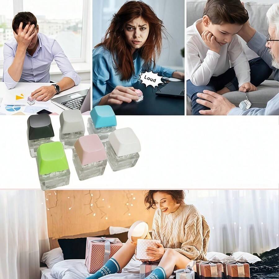 Fidget Keychain Cover, Unique Office Desk Accessories Stress Relief Toy, Fun Birthday Surprise Gift - Multicolor - View 1