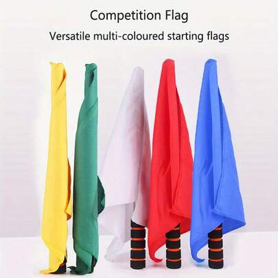2pcs Upgraded Stainless Steel Referee Flags, Track & Field Umpire Sideline Flags, Soccer Linesman Flags, Red Yellow Blue White Signaling Flags, Railway Signal Flags