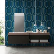 Safiyya Papel Tapiz Despegar y Pegar Dorado y Azul Papel de Pared Geométrico Papel de Contacto Texturizado Autoadhesivo Removible para Baño Rollo de Vinilo 118"x17.3" - Azuloscuroydorado - Ver 4