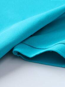 Men's Solid Color Breathable Fashion Casual Business Running Fitness Elastic Polo Shirt, Boyfriend Style - Blue - View 8