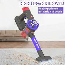 儿童仿真吸尘器玩具套装，儿童角色扮演清洁玩具，互动式家用吸尘器玩具套装，逼真吸力，模拟真实声音，3岁以上男孩女孩的理想礼物 - 彩色 - 查看 9