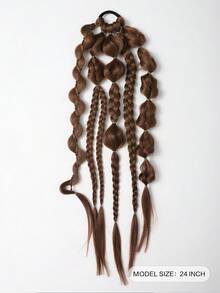 Extensiones de cabello hechas a mano de 24 pulgadas con trenzas de burbuja de colores mixtos - Estilo de vacaciones, adecuadas para todo tipo de cabello - Multicolor - Ver 3