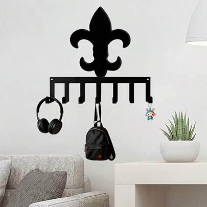 CIF BUY Perchero de llaves con diseño floral clásico | Artículo decorativo de hierro montado en la pared con 7 ganchos, ideal para la entrada, el pasillo y la decoración del dormitorio. Diseño minimalista, práctico y decorativo, un regalo perfecto para los propietarios de viviendas
