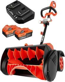 Cordless Snow Removal Tool With Wheels, 48V, 16-Inch, 4-Ah  -Powered Snow Blower With Directional Control - Cam và đen - Xem 7