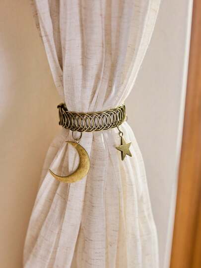 1pc Of Retro Star And Moon Metal Curtain Clip - Ramadan Gift, Suitable For Home Decoration Gifts In Living Rooms, Bedrooms, And Study Rooms. Birthday Graduation, Rama Comfortable Home, Holiday Party Gifts, Home Gifts, High-End Hotel Supplies, B&B Decorations, Ramadan Special Gifts, Women/Girls/Girlfriends Gifts