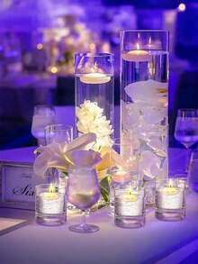 10支椭圆形白色漂浮蜡烛，适用于婚礼、酒店、餐厅、生日派对、节日浪漫晚餐、情人节等场合。 - 彩色 - 查看 6