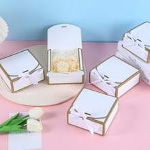 10 Piece Gift Box With Black Lid, White Gift Box, Bridesmaid Proposal Box With White Ribbon For Wedding Gifts, Birthday Gifts, Party Gifts, Decorations, Valentine's Day Gifts, Bridal Gift Boxes - White + White Ribbon - View 2