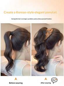 2026 New Satin Triangle Claw Clip Long Curly Ponytail, High-End Voluminous Updo Hairpiece - Multicolor - View 3
