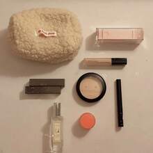 1个大容量毛绒化妆包，可爱迷你文具袋，化妆包，旅行必备 - 彩色 - 查看 14