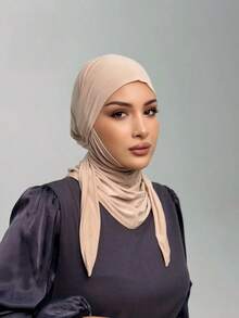 1 pieza Diadema con lazo para mujer, cómoda y antideslizante, transpirable y de gran elasticidad, hecha de tela de punto suave de modal, adecuada para vacaciones, uso diario, yoga, deportes y ejercicio - Beis - Ver 3