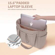 Women's Multi-Functional Laptop Bag With A Cup And Laptop Compartment, Suitable For 13-15 Inch Laptop And Pad, Women's Travel Tote Bag, Trolley Sleeve For Travel, Work, Nurse, Women, Christmas Gift - 黑色 - 查看 2