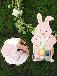 10/30/50Pcs Easter Cute Rabbit Greeting Card Candy Bag Bunny Easter Party Exchange Card Candy Package Gift Prizes - Multicolor - View 5