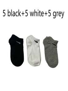 12 Pairs Unisex Simple Plain Black, White And Gray Short Socks, Versatile And Minimal For Everyday Wear - Multicolor - View 6